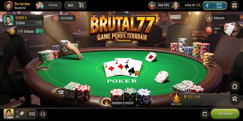 Tampilan antarmuka BRUTAL77 dengan fungsi permainan Poker yang menarik.