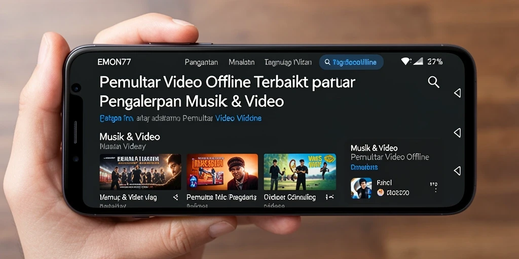 Antarmuka EMON77 yang sederhana dan mudah digunakan untuk Pemutar Video Offline.
