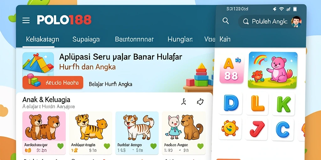 Antarmuka interaktif POLO188 untuk belajar huruf dan angka.