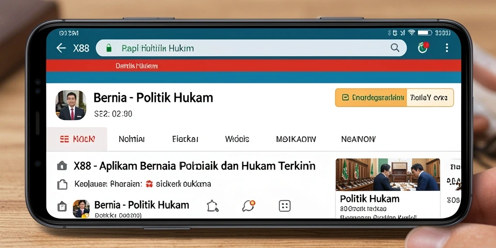 Tampilan utama X88 menampilkan berita politik dan hukum terbaru.