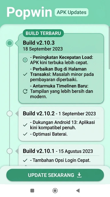 Riwayat Versi Popwin untuk Pengguna Android